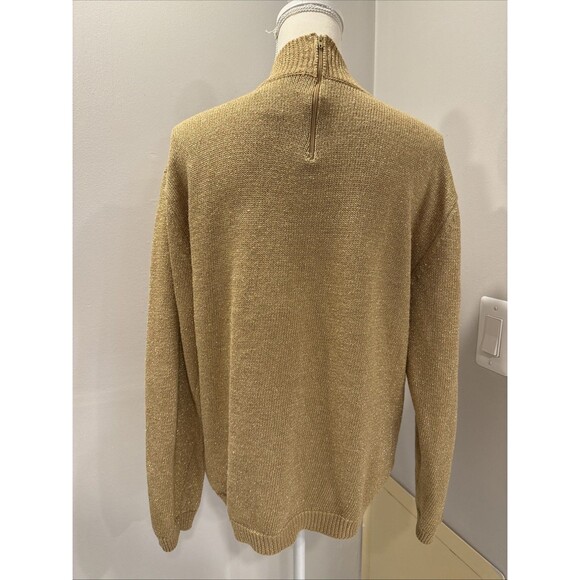 Pronto Moda Sweater Gold Sparkly Shimmer Long Sleeve Size Large - Picture 3 of 5